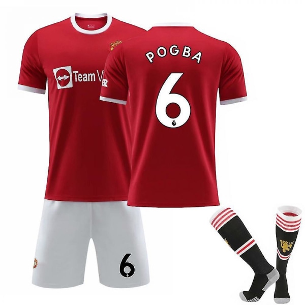 Pogba #6 Jersey Manchester fotboll T-shirts för män Jersey Set Barn XS 155-165cm