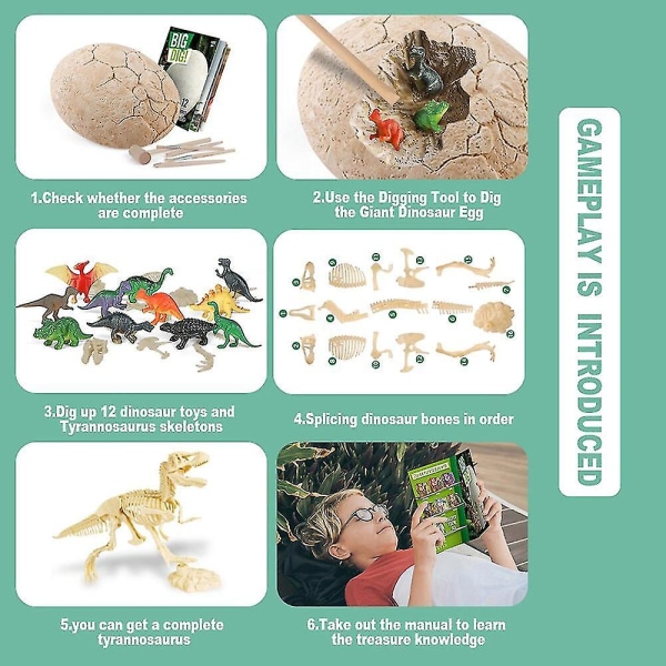 Big Mac Dinosaur Dig Kit - Dig upp Dinosaur Skeleton 12 Unika Dinosaur Archaeology Excavation Toys Ch