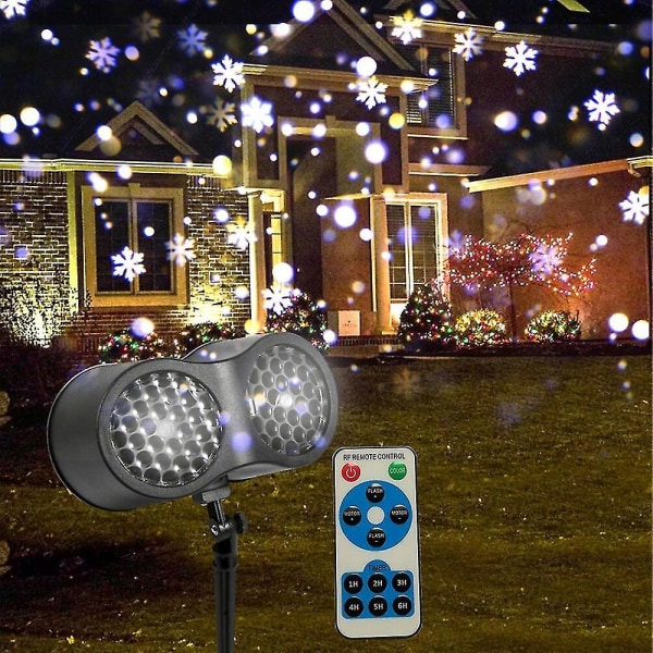 Fjärrkontroll Christmas Snowflake Projector Light 2-i-1 Roterande Snow Flurries Laser Projection La