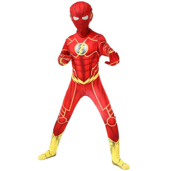 The Flash Cosplay Costume Kids Pojkar JumpSuit Suit 115-125cm 125-135cm