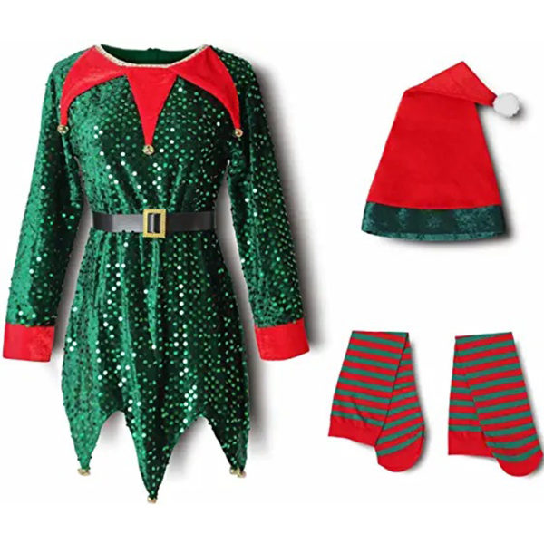 Flicka Pojke Jul Älg Fancy Dress Xmas Party Cosplay Kläder zy green 150cm green 130cm