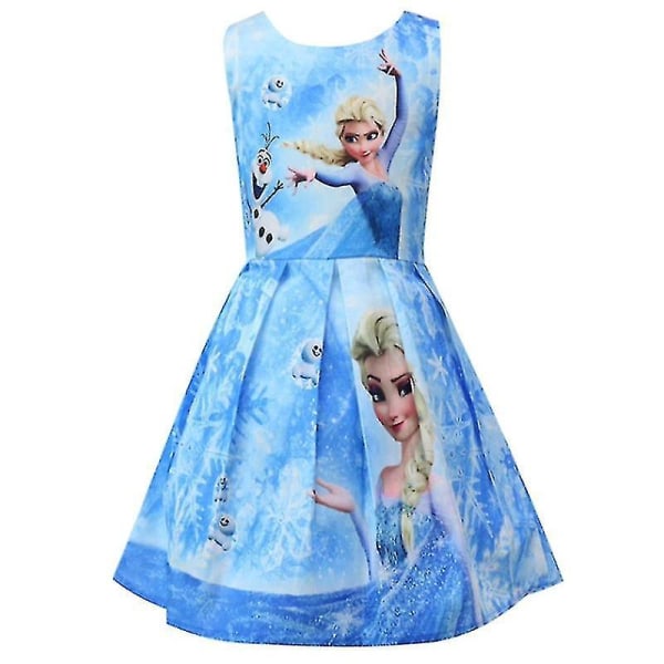 Kids Frozen 2 Princess Elsa ärmlös skaterklänning Flickor Party Sundress Blue