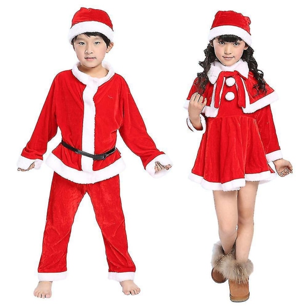 Jul Barn Jultomte Kostym Barn Pojkar Flickor Julfest Jultomte Fancy Dress Outfit 3-8 Ja Girls