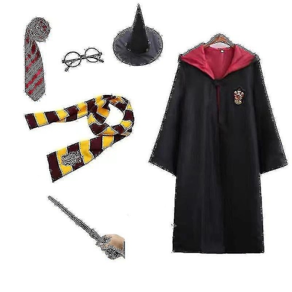 Harry Potter 6st Set Magic Wizard Fancy Dress Cape Cloak Kostym red