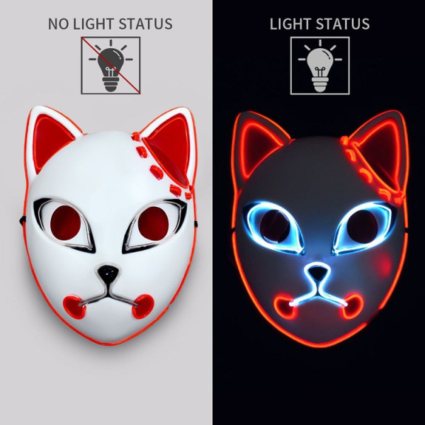LED Mask Fox Mask Halloween Party Cosplay Props dress up mask red