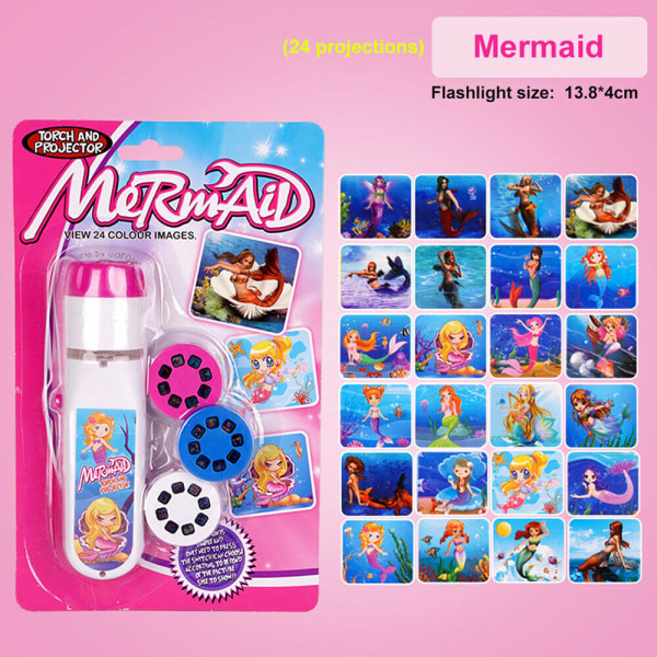 Barn leksaksfackla projektor 24 mönster ficklampa utbildningspresent Mermaid Mermaid