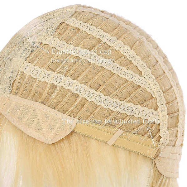 Blonda cosplay peruker för kvinnor2 avtagbara bullar med clipshalloween kostym hel peruk Värmebeständig Sy