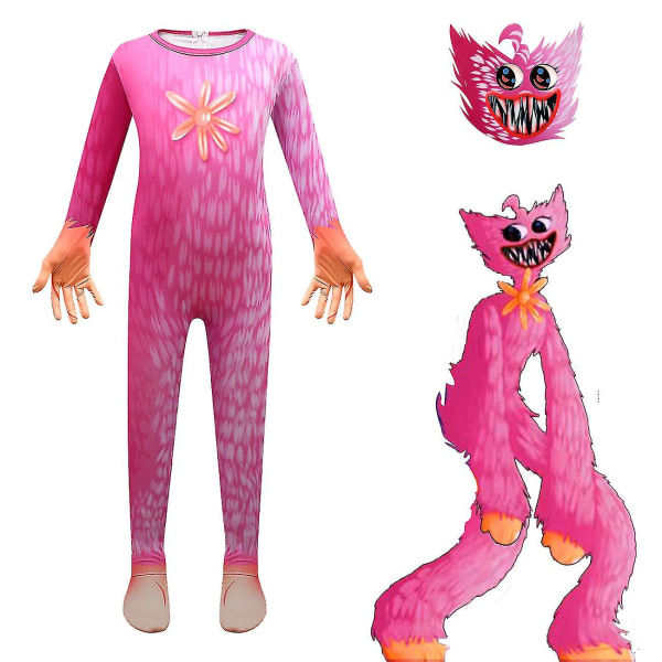 Poppy Playtime Kids Halloween Cosplay kostym och mask blue 120cm pink 130cm