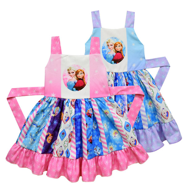 Frozen Elsa Kids Girls Princess Dress Suspender Cosplay Costume light blue 130cm light blue 120cm