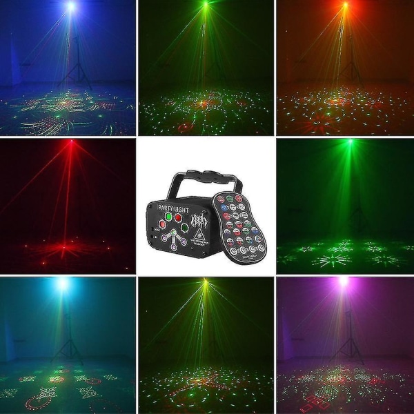 Rgb Mini Dj Disco Laser Light Projektor USB Uppladdningsbar Led Uv Ljud Strobe Sceneffekt Bröllop Xm 6 Hole 64 Patterns