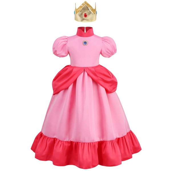 Barn Peach Princess Dress Mario Luigi Rosa Klänning Cosplay Girls Halloween Kostymer Biki2 140cm Biki2 110cm