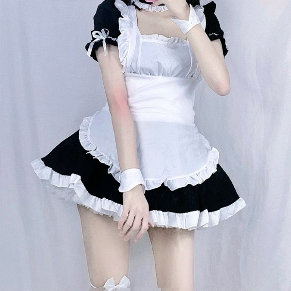 Maid Outfit Cosplay Kostymer Klänning Rollspel Kläder Accessoar 3XL M