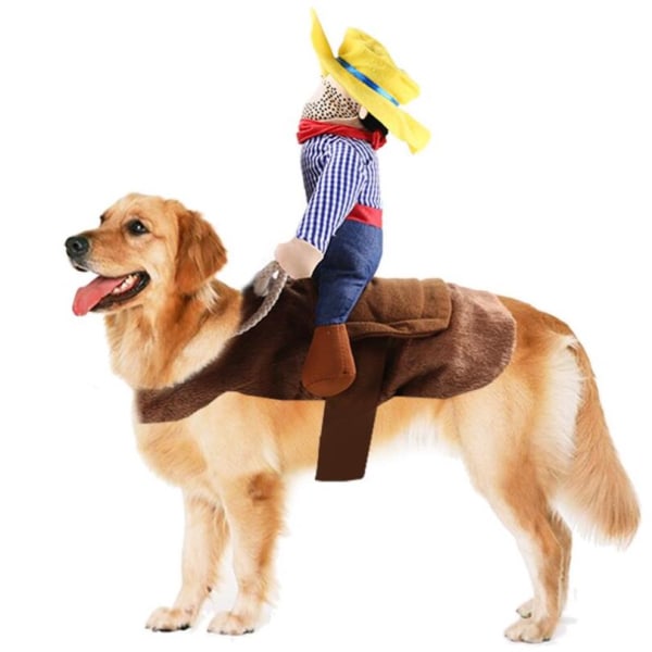 One Piece Cowboy Hund Kostym Ridning Rolig stil Jul Halloween Cosplay Kostym (Brun Riding Outfit) - Byst 75-95cm