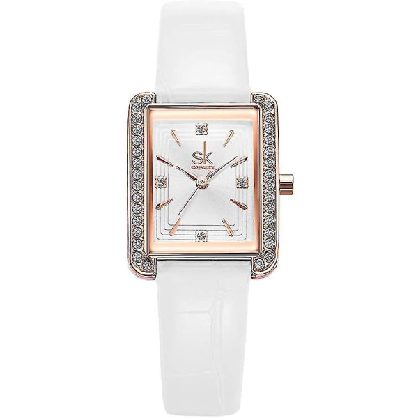 Watch för kvinnor med kristalldekorerad ram Klassisk tankform fyrkantig watch med klar