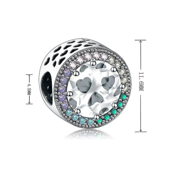 Armband 925 Silver Beads Round Heart Mix Färg Zirconia Beads Present DIY Smycken|Charms