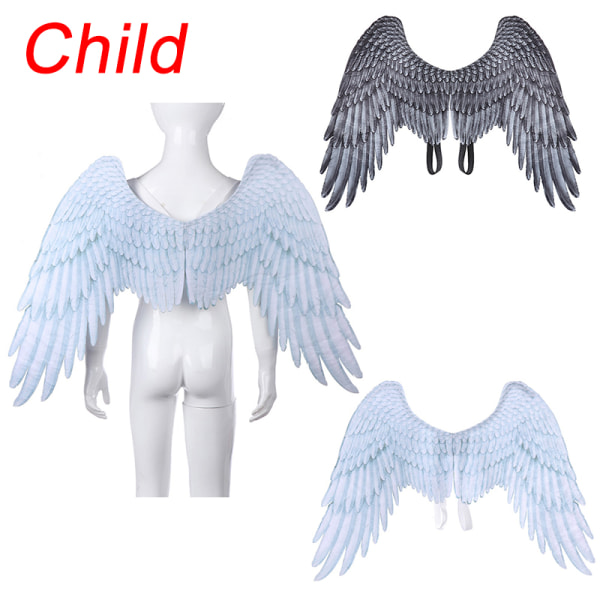 Barn Cosplay Wing Älskarinna Angel Wings Halloween Kostymer Prop White Black