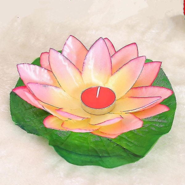 10st Multicolor Silk Lotus Lantern Light Floating Candles Dekorationer