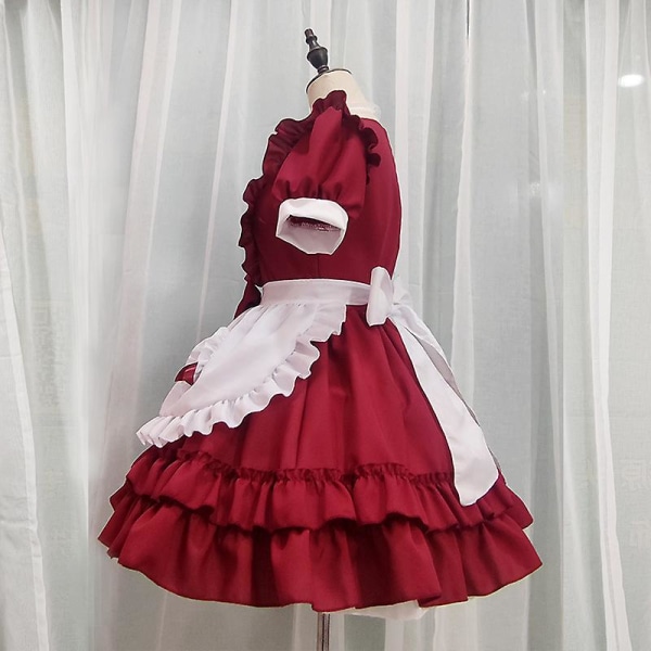 Maid Outfit Dam Halloween Dräkt Kortärmad Lolita Klänning Anime Cosplay Kostym Sexig Uniform S S