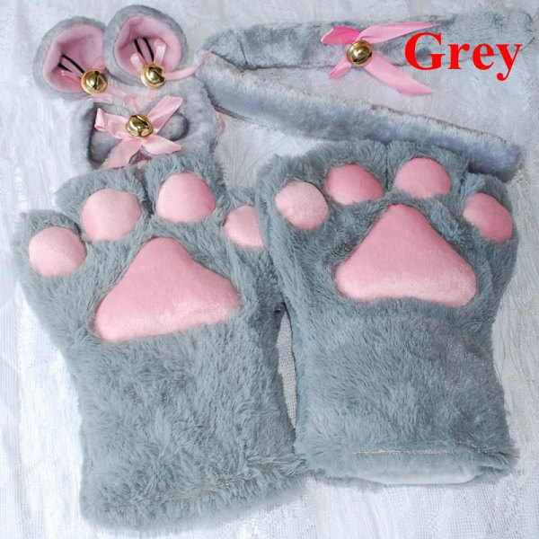 Cosplay Kostym Paw Claw Gloves GRÅ