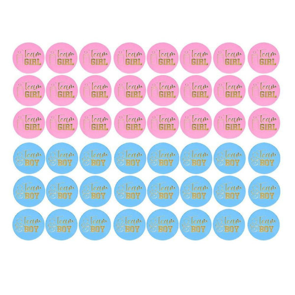 48 delar Gender Reveal Stickers Spel Team Boy & Team Girl Perfekt Gender Reveal Party Supplies Pojke
