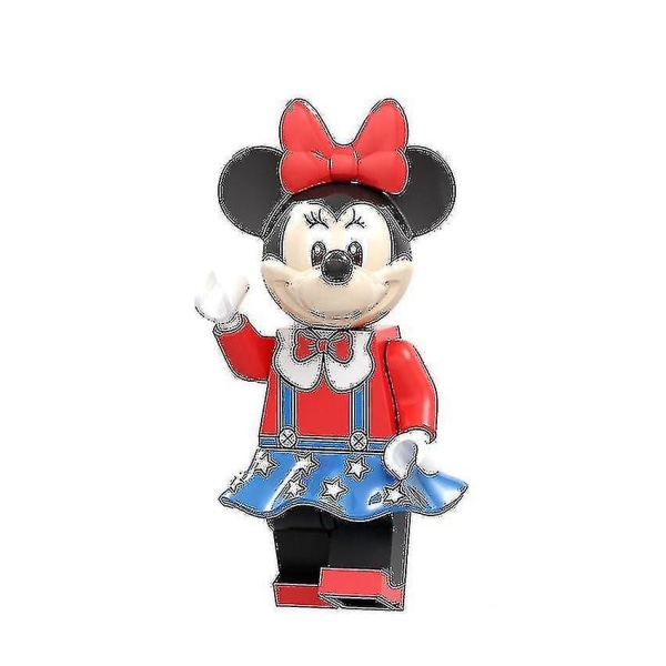 7st Mickey Minnie Nötknäppare Stitch Blomma Fairy Byggkloss Minifigur monterad byggsten
