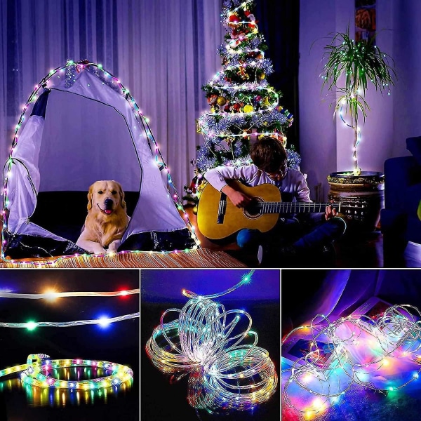 Led Rope Lights Batteridrivna String Lights Färgskiftande Rope Fairy Lights 120 lysdioder 8 lägen ut