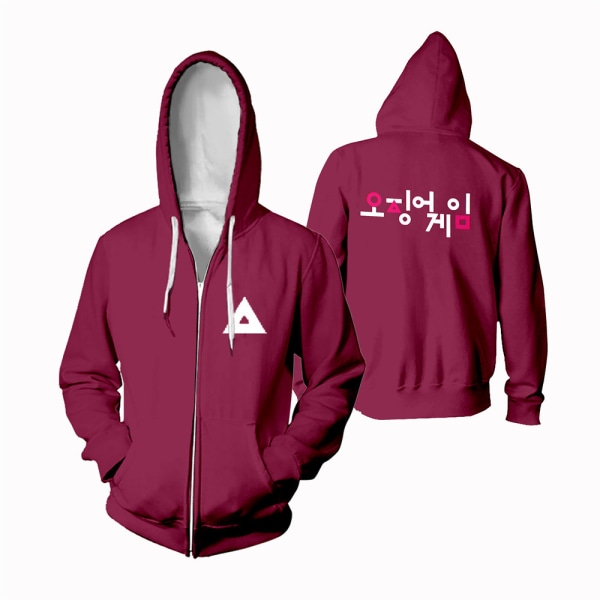 Squid Game Zipper Hoodie Cosplay Kostymer för barn / vuxna red square-2XS blue 067-Kids 110