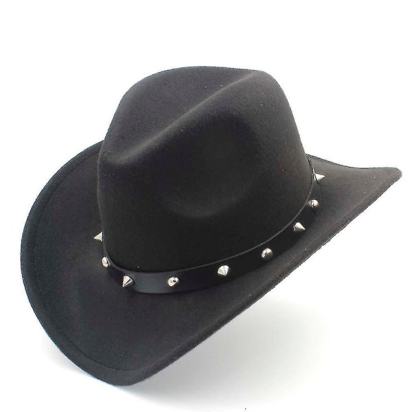 Western cowboyhatt, roll-up, bred brätte med punknit cap（mörkblå）