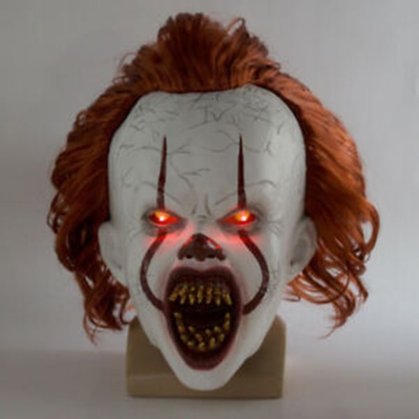 Halloween Cosplay Stephen King's It Pennywise Clown Mask Kostym Mask without LED One size Mask with LED Men XL