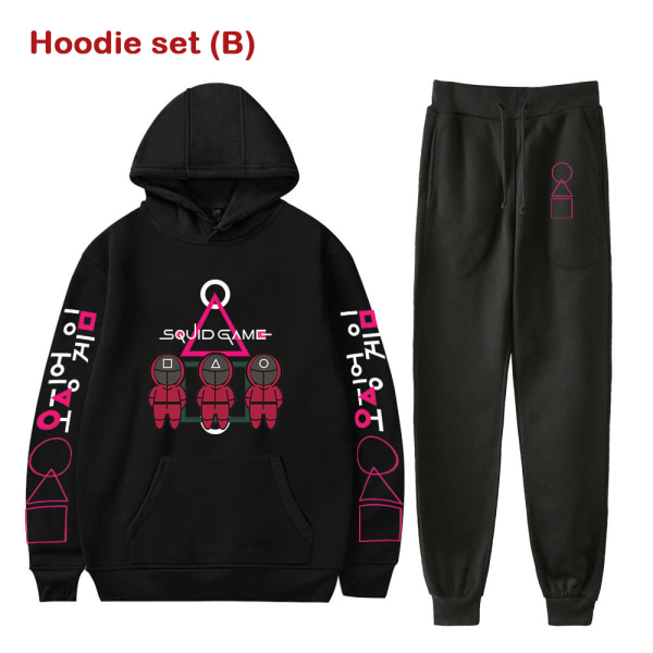 S-4XL Squid Game Cosplay Costumes 2D Printing Hoodie Sweatshirt red Hoodie set(D)-L black Hoodie (F)-XXXXL