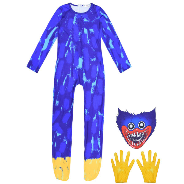 Poppy Playtime Huggy Wuggy Cosplay Kostym Outfit Jumpsuit Presenter 130Y 130Y