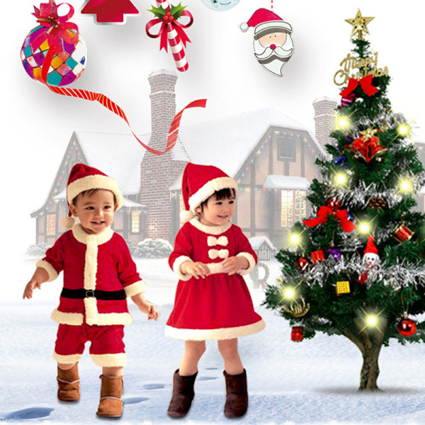 1Set Barn Jul Cosplay Kostym Jultomten Baby Xmas Outfi 2# 6#