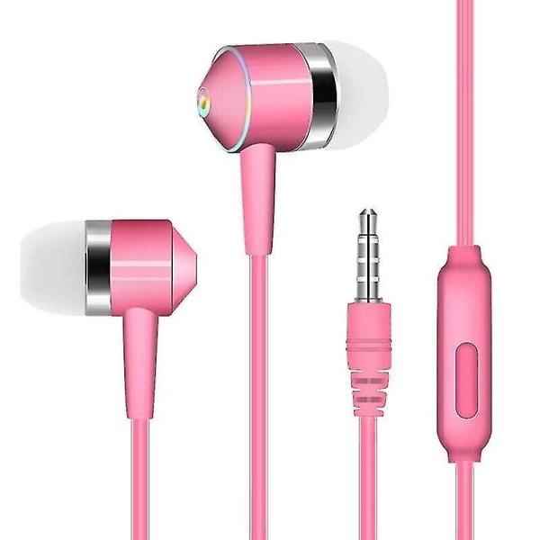 (Rosa) In-ear 3,5 mm Piston Stereo Earbuds Hörlurar Headset Hörlurar med mikrofon för telefon