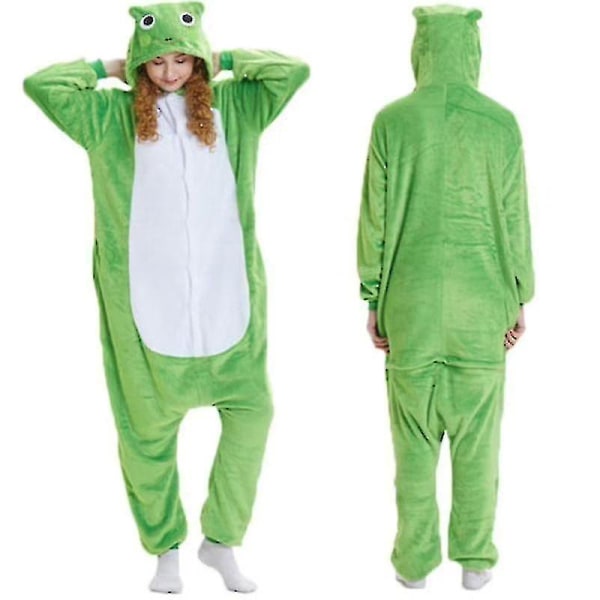 Unisex Vuxen Kigurumi djurkaraktärskostym Onesie Pyjamas Onepiece Frog Green