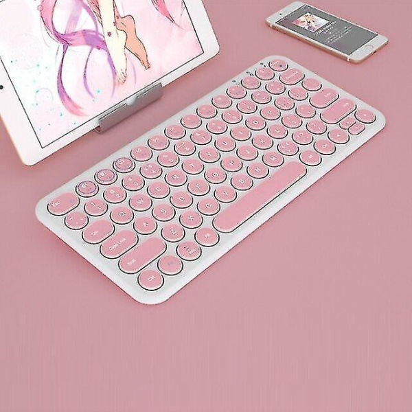 Qwert Bluetooth iPad Tangentbord Mus Set För Laptop PC Mini Uppladdningsbart Magic Keyboard (rosa)