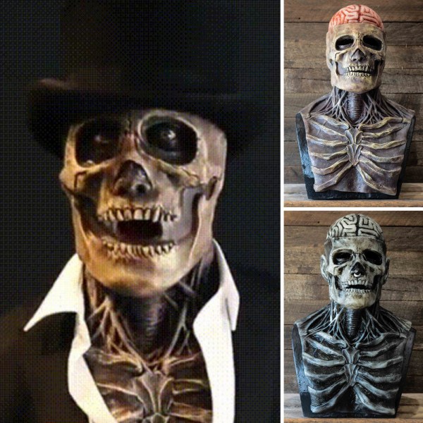 Halloween Cosplay Helhuvud Skalmask Skeleton Latex Huvudbonader grey black hat