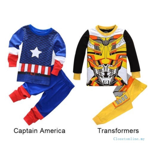 Barn Pojkar Tshirt Byxor Hero Printed Cosplay 2st Set W Captain 1 130 Transformers1 5-6Years