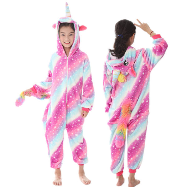 Fleece barn tiger onesie pyjamas jul halloween djur cosplay pyjamas kostym Starry Sky Horse 120 yards