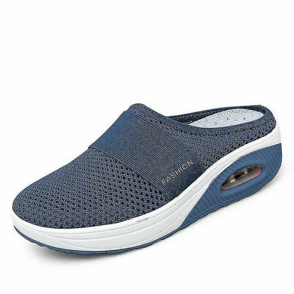 Air Cushion Slip-on Walking Shoes Ortopediska Diabetes Non Slip Walking Shoe Dark blue