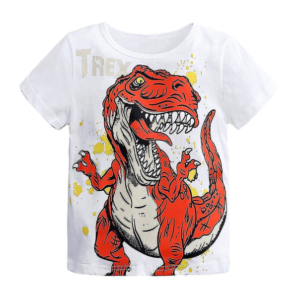 Toddler Pojkar Kortärmad Tecknad Dinosaur Print Toppar T-shirt kläder White
