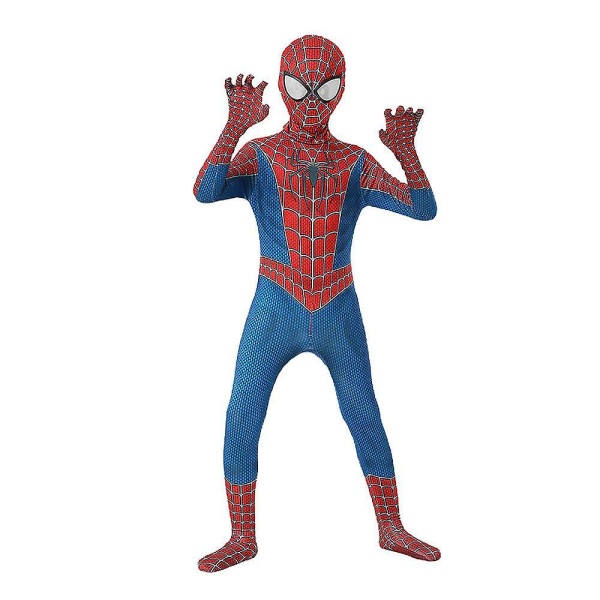 Barn Pojkar Män Spiderman Superhjälte Cosplay Kostym Jumpsuit + Mask Outfit Set Halloween Party 130(Boy) 160(Men)