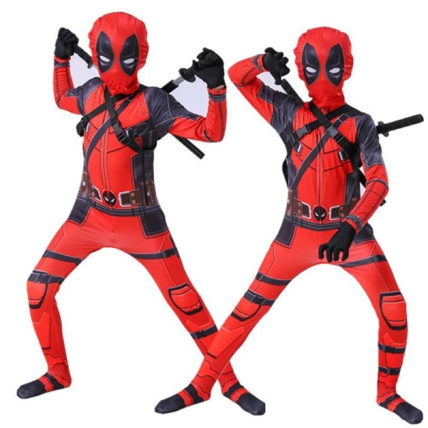 Halloween Cosplay Superhjälte Deadpool Kostym Kids Fancy Party