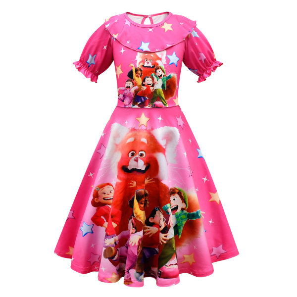 Turning Red Girls Princess Dress Cosplay Kostym Festklänning purple 110cm rose red 140cm