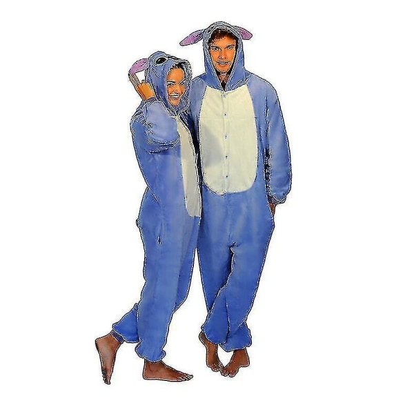 Stitch Rosa Unisex Onesiee Kigurumi Fancy Dress Kostym Huvtröjor Pyjamas_a Stitch Blue