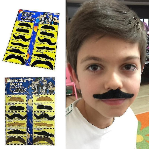 12st Rolig falsk mustasch klistermärke Piratfest Dekoration Mustaschfest Fake skägg Morrhår Barn