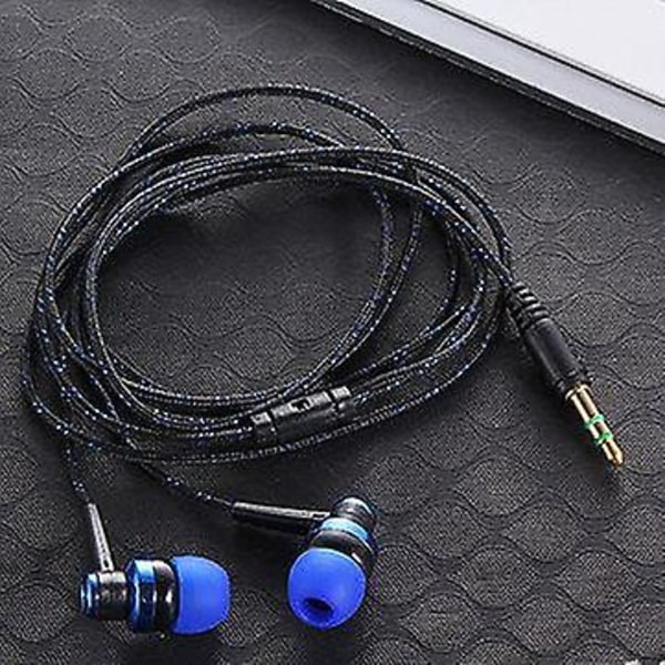 Nylon kabel hörlurar Headset Högkvalitativa trådbundna stereo in-ear hörlurar