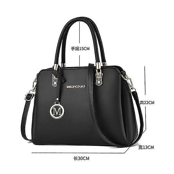 Mode ny handväska för kvinnor Mammas väska Dam axelväska i läder med stor kapacitet (svart)