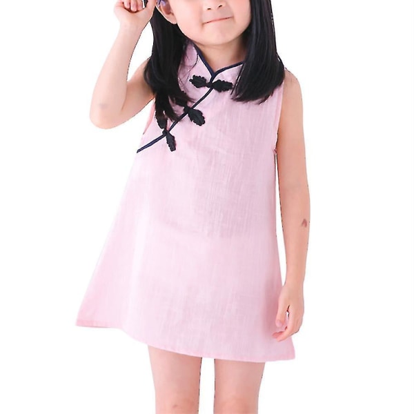 9 månader-4 år flickor ärmlös Cheongsam klänning Pink