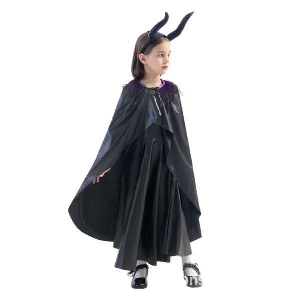 Europeiska och amerikanska kostymer cos cape cosplay black magic girl, barndräkt med cape, huvudbonad, Halloween, fest S XL