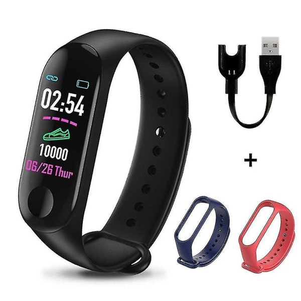 Smart Armband Smart Armband Med Fitness Tracker Smart Watch(Svart Röd Blå)